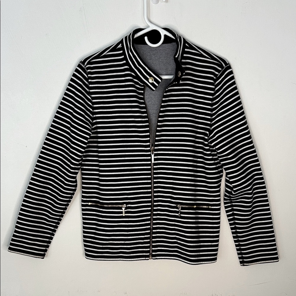 RALPH LOREN Jacket Black and White Striped SZ L